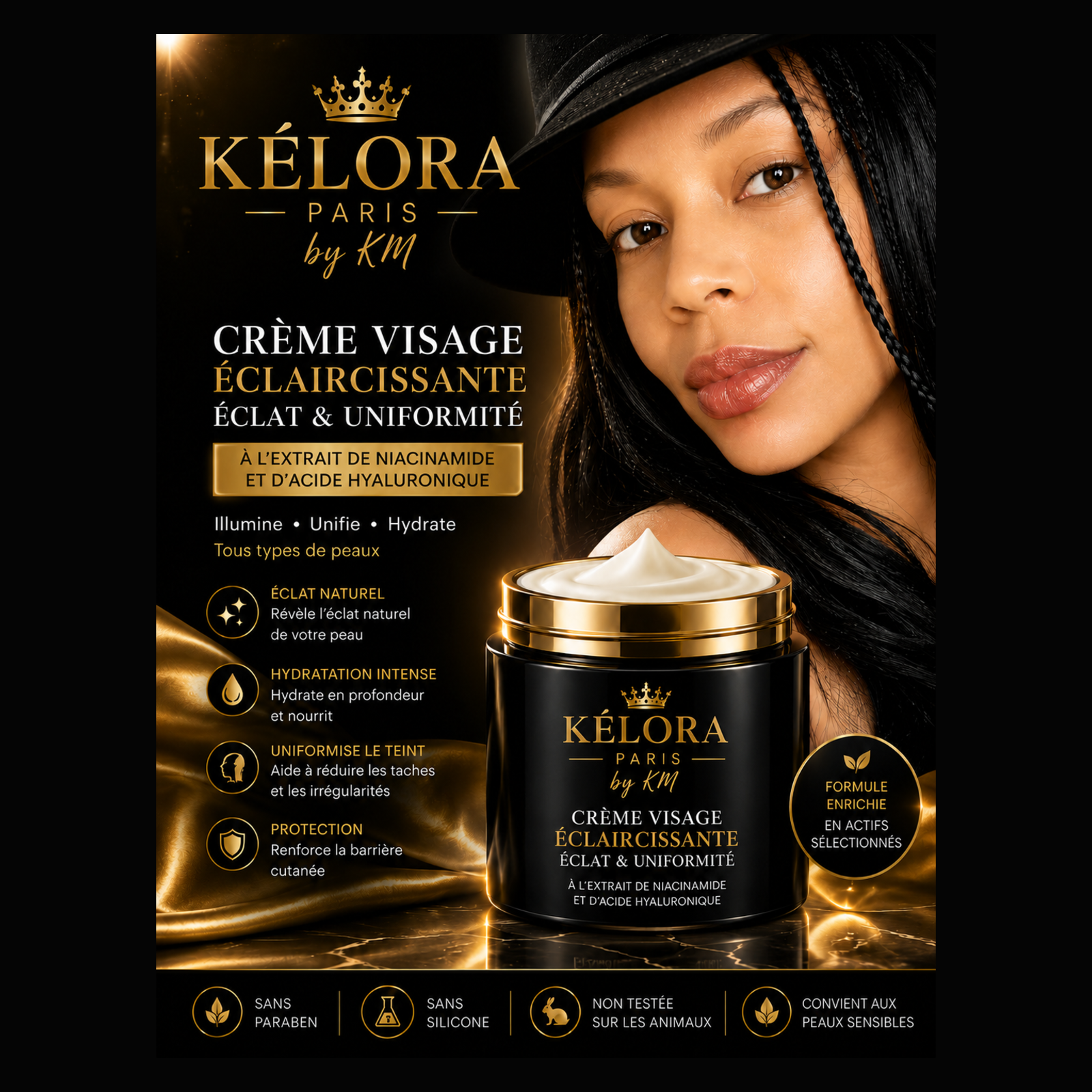 Collection Crèmes Visage KÉLORA – format carré