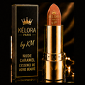 Rouge à lèvres Nude Caramel KÉLORA – logo complet sur le rouge
